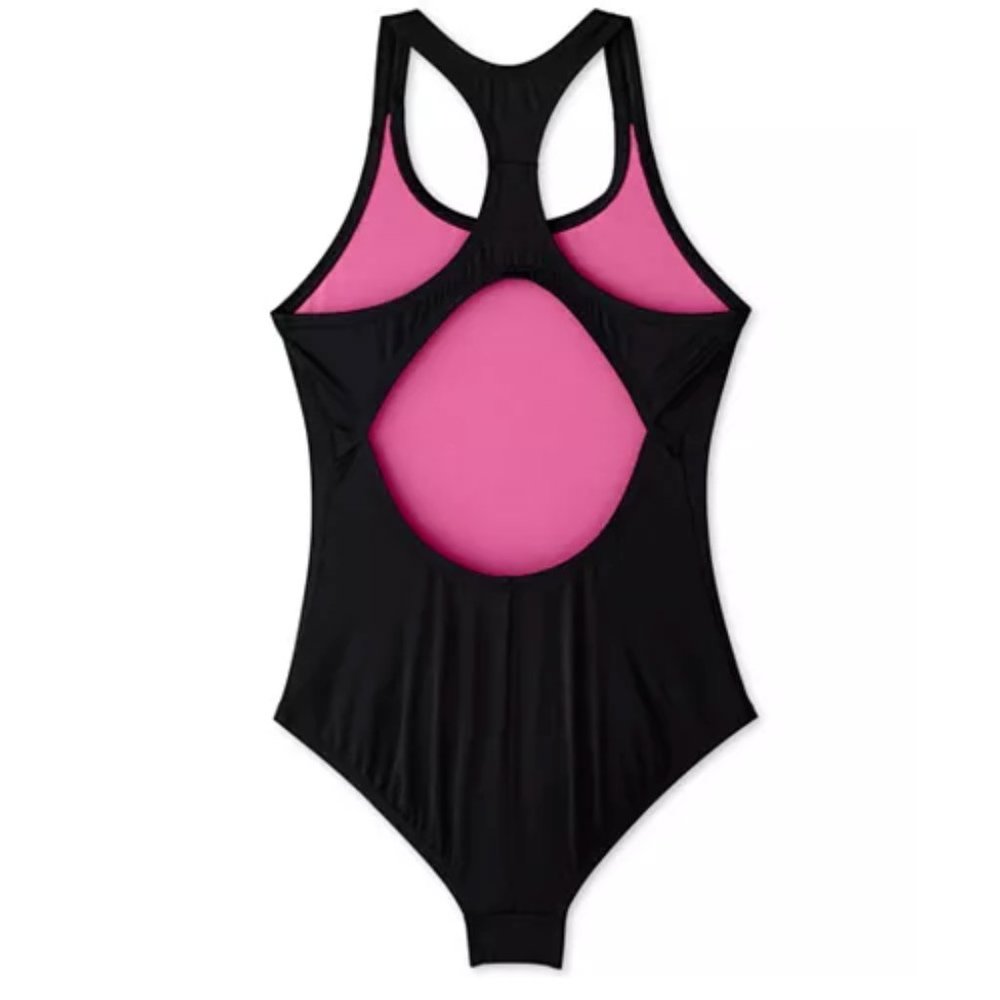 Nike 1-Pc. Juniors Racerback Swimsuit Black/ Pink